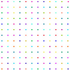 White background with colorful dots      