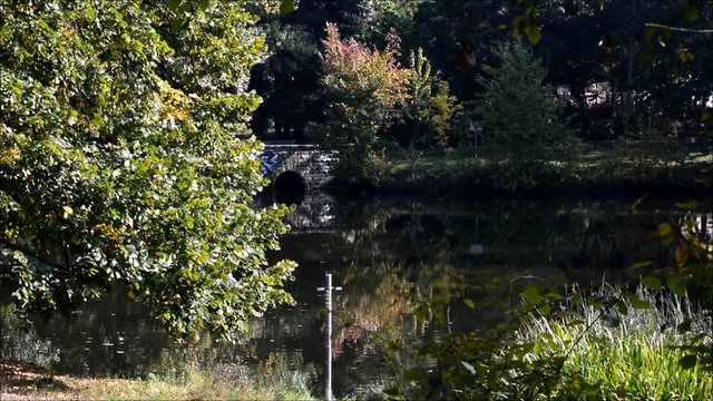 Autumnal impressions from the Septimer Basin (Septimerbecken) and Black Trench (Schwarzer Graben) at the Gotthard Street (Gotthardstra&szlig;e) in Berlin-Wedding from October 5, 2015, Germany