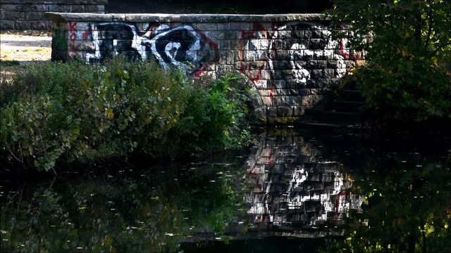 Autumnal impressions from the Septimer Basin (Septimerbecken) and Black Trench (Schwarzer Graben) at the Gotthard Street (Gotthardstra&szlig;e) in Berlin-Wedding from October 5, 2015, Germany