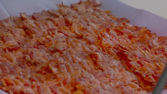 close up of bacon plater