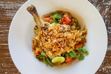 Crispy crunchy cornflakes chicken served with veggie, casual dining concept