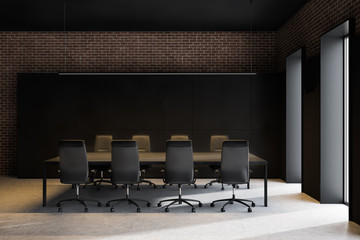 Black and brick conference room interior