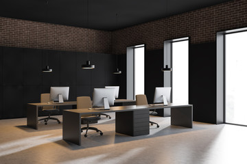 Black and brick open space office corner