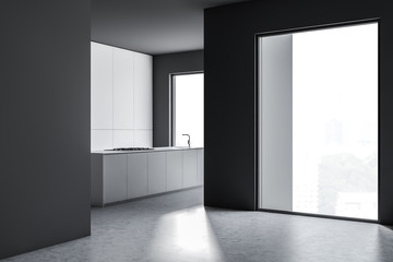 Loft gray and white kitchen corner