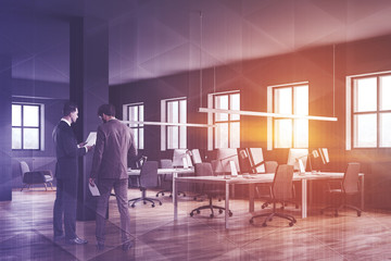 People in gray open space office
