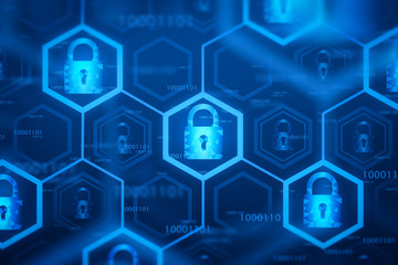 Fototapeta premium Blue online security interface background