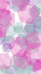 Multicolored translucent hexagons on white background. Vertical image orientation. 3D illustration