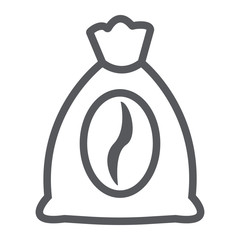 Coffee bag line icon, coffee and food, coffee package sign, vector graphics, a linear pattern on a white background.