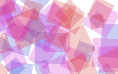Multicolored translucent squares on white background. Red tones. 3D illustration