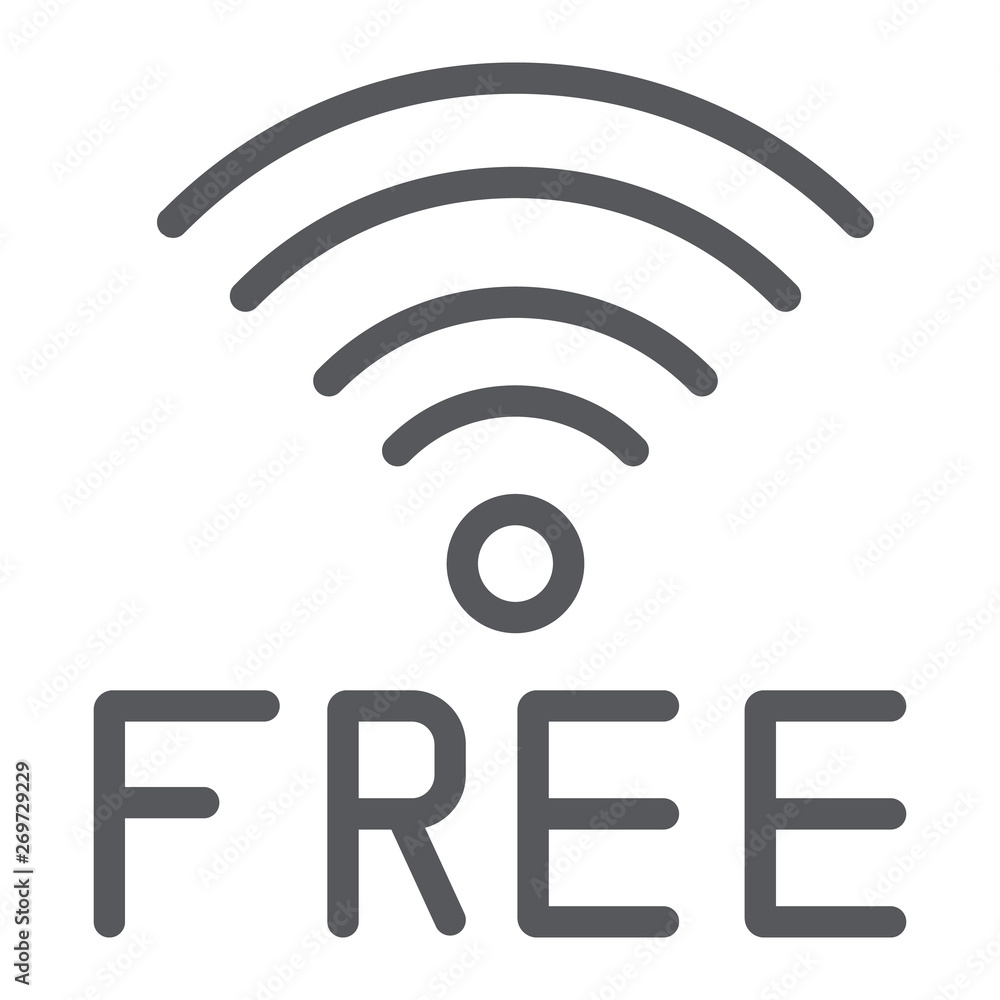 Poster free wifi line icon, signal and connection, wireless internet sign, vector graphics, a linear patter