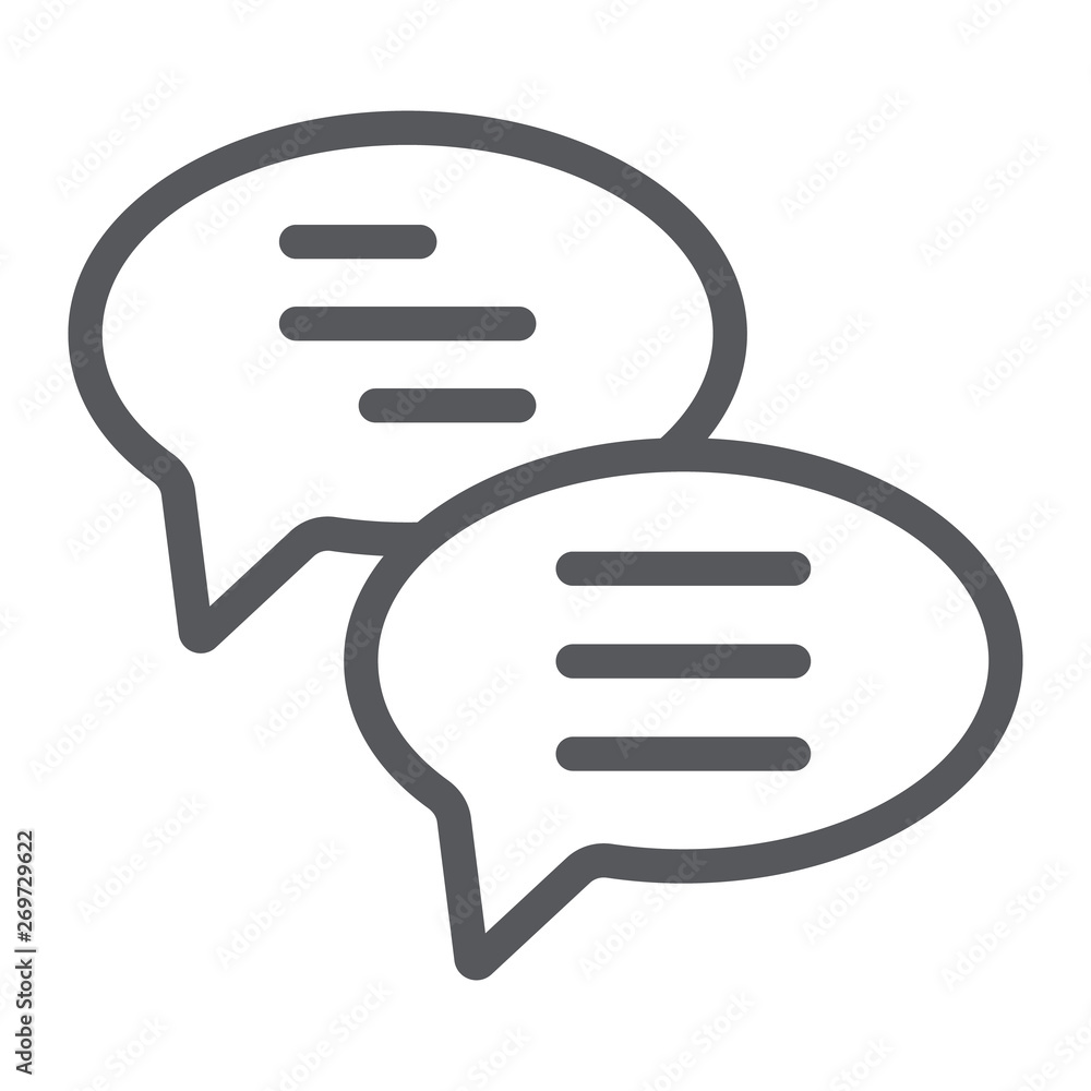 Poster chat line icon, message and communication, speech bubbles sign, vector graphics, a linear pattern on