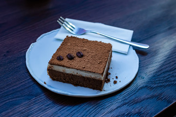 piece of chocolate cake on a plate