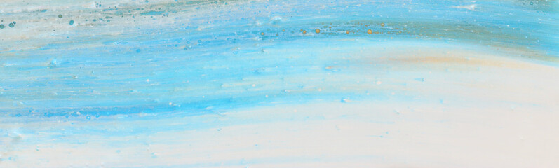 Abstract marbleized effect background. Blue and white creative colors. Beautiful paint with the addition of gold. banner