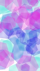 Multicolored translucent hexagons on white background. Vertical image orientation. 3D illustration