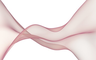 Abstract light red wave. Bright light red ribbon on white background. Abstract red smoke. Light red scarf. Raster air background. 3D illustration