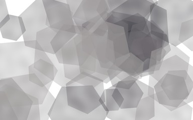 Gray translucent hexagons on white background. Gray tones. 3D illustration