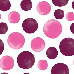 Cercles muraux Polka dot Modèle sans couture de vecteur à pois aquarelle rose et marron sur fond blanc. Parfait pour le papier peint, le scrapbooking, les invitations ou les projets de tissu.