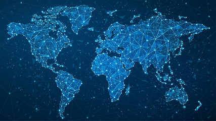 World Map Plexus - Global Technology and Business Connection