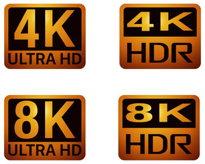 ULTRA HD and HDR TV sign on white background