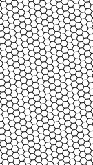 Black honeycomb on a white background. Perspective view on polygon look like honeycomb. Isometric geometry. Vertical image orientation. 3D illustration