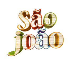 Festa Junina com bandeiras de fundo para varejo. Selo promocional 3d Brasil para festa de junho de cartão ou cartaz para férias. Selo São João e arraiá. Tipografia festiva