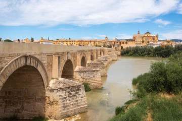 Fototapeta na wymiar Roman Bridge and Guadalquivir river, Great Mosque, Cordoba, Spain