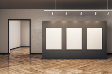 Luxury gallery with empty billboard