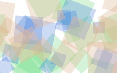 Multicolored translucent squares on white background. 3D illustration