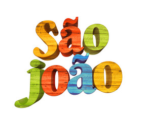 Festa Junina com bandeiras de fundo para varejo. Selo promocional 3d Brasil para festa de junho de cartão ou cartaz para  férias.  Selo São João e arraiá. Tipografia festiva