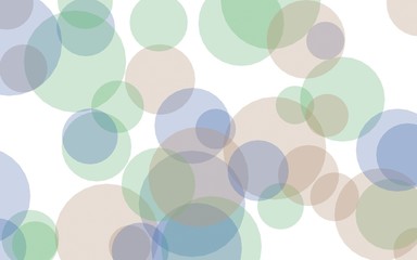 Multicolored translucent circles on a white background. Green tones. 3D illustration
