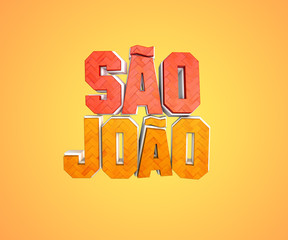 Festa Junina com bandeiras de fundo para varejo. Selo promocional 3d Brasil para festa de junho de cartão ou cartaz para  férias.  Selo São João e arraiá. Tipografia festiva
