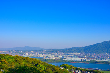 高塔山公園から眺める北九州市の都市風景