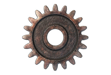 3D render of old Rusty Gear isolated on white