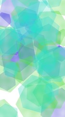 Multicolored translucent hexagons on white background. Vertical image orientation. 3D illustration