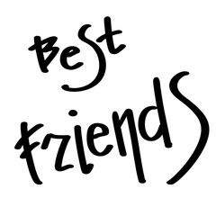 Hand drawn phrase Best Friends. Vector hand written lettering Illustration. Lettering design. Black ink on white isolated background