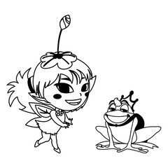 beautiful magic fairy with toad prince characters