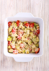 Zucchini and tomato bake with cheese