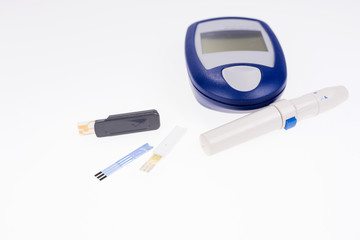 Blood glucose meter for measuring blood sugar test strips. Isolated