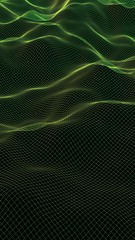 Abstract landscape background. Cyberspace green grid. hi tech network. 3D illustration