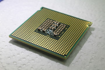 computer cpu chip on circuit board