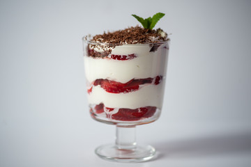 dessert with strawberries and cream
