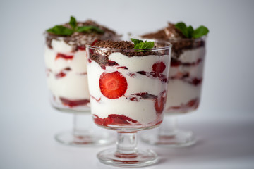 dessert with strawberries and cream