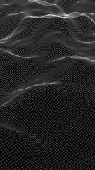 Abstract landscape background. Cyberspace gray grid. hi tech network. 3D illustration