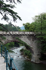 Fototapeta na wymiar Roman historical bridge over the river Passer, Merano, Italy