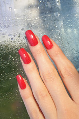 Female classic manicure with red lacquer - 269740667