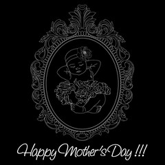 Vintage border frame engraving with retro ornament pattern in antique baroque style decorative design. Vector.	