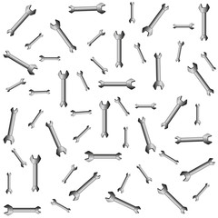Seamless pattern composed of wrenches. Without background. Vector graphics.