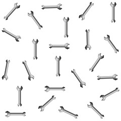 Seamless pattern composed of wrenches. Without background. Vector graphics.
