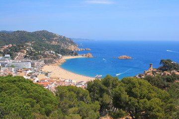 Fototapeta na wymiar Tossa de Mar, Vila Vella and the sandy beach, Costa Brava, Catalonia, Spain