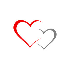 Red and Grey Heart Icon Love Symbol Romance Illustration Flat Vector Design